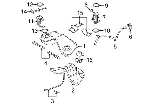 2009 Ford Mustang Senders Filler Pipe Diagram for 9R3Z-9034-A