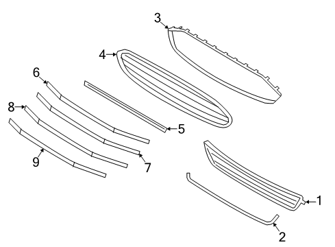 2013 Ford Fusion Grille & Components Upper Grille Diagram for DS7Z-8200-BA
