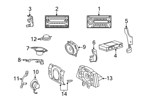 2014 Toyota FJ Cruiser Sound System Front Door Speaker Diagram for 86160-22A00