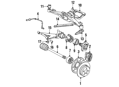 1991 BMW 735i Rear Brakes Exchange Output Drive Shaft Diagram for 33211227611