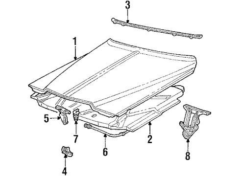 1990 Cadillac Brougham Hood & Components Lat Asm-Hood Secondary Diagram for 1610270