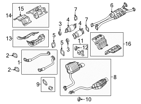 2014 Hyundai Equus Exhaust Components Tail With Muffler Pipe, Left Diagram for 28701-3N520