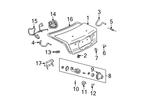 2001 Saturn L100 Trunk Lid Cylinder Kit, Rear Compartment Lid Lock (Uncoded) Diagram for 15895602