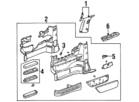 1997 Oldsmobile Silhouette Interior Trim - Side Panel Holder-Body Side Front Trim Panel Cup *Graphite Diagram for 10284839