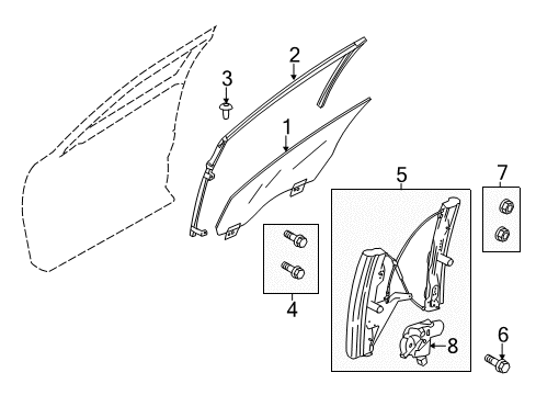 2013 Lincoln MKS Front Door Door Glass Diagram for 8A5Z-5421410-A