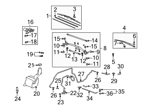 2007 Acura MDX Wiper & Washer Components Nut, Hex. (12MM) Diagram for 94001-12080-0S