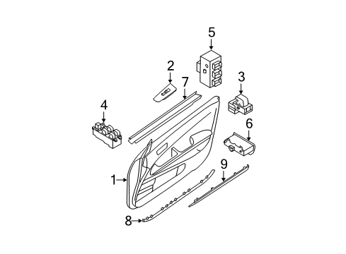 2006 Nissan Maxima Front Door FINISHER Power Window Switch, Front RH Diagram for 80960-ZK30C