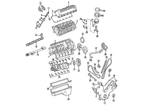 1999 Ford F-350 Super Duty Engine Parts, Mounts, Cylinder Head & Valves, Camshaft & Timing, Oil Cooler, Oil Pan, Oil Pump, Crankshaft & Bearings, Pistons, Rings & Bearings Camshaft Diagram for F7UZ-6250-AA