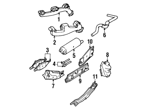 2001 Dodge Ram 1500 Exhaust Components, Exhaust Manifold Catalytic Converter Diagram for 52103203AM