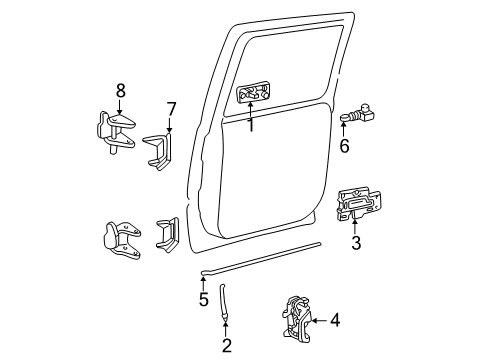 2003 Cadillac Escalade ESV Rear Door - Lock & Hardware Handle Asm-Rear Side Door Outside *Green Diagram for 15053146