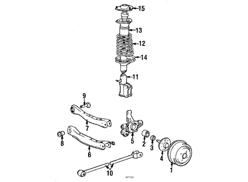 1985 Toyota Corolla Rear Suspension Components, Lower Control Arm, Upper Control Arm, Stabilizer Bar Strut Diagram for 48530-12040