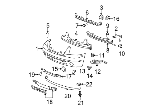 2008 GMC Yukon XL 1500 Front Bumper Bumper Cover Diagram for 25890766