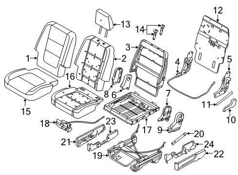 2017 Ford Explorer Second Row Seats Seat Back Pad Diagram for FB5Z-7866800-A