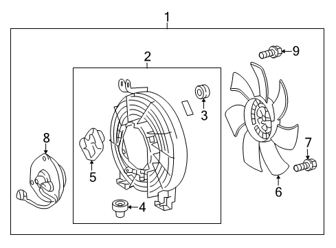 2015 Lexus LX570 A/C Condenser Fan GROMMET Sub-Assembly Diagram for 88897-50020