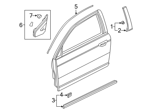 2004 Honda Civic Exterior Trim - Door Molding Assy., R. FR. Door Diagram for 72410-S5S-E01