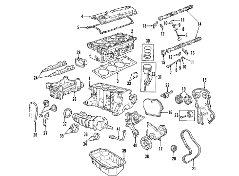 2001 Chrysler Sebring Engine Parts, Mounts, Cylinder Head & Valves, Camshaft & Timing, Oil Pan, Oil Pump, Balance Shafts, Crankshaft & Bearings, Pistons, Rings & Bearings Cover Pkg-Timing Diagram for 5093131AA