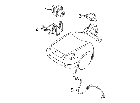 2006 Nissan Maxima ABS Components Anti Skid Actuator Assembly Diagram for 47660-8Y065