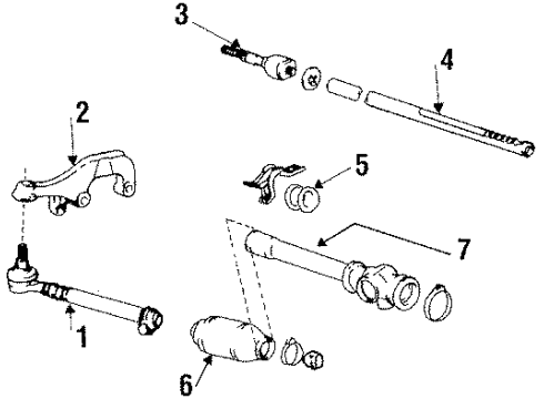 1989 Toyota Van P/S Pump & Hoses, Steering Gear & Linkage Tie Rod Assembly Diagram for 45046-29195