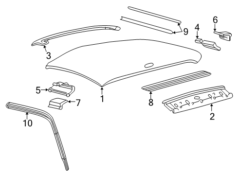 2003 Ford F-250 Super Duty Roof & Components Weatherstrip Diagram for 9C3Z-2551222-A