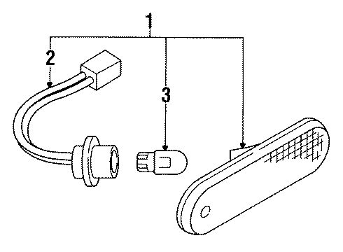 1993 Nissan NX Bulbs Side Marker Lamp Assy-RH Diagram for B6180-66Y00
