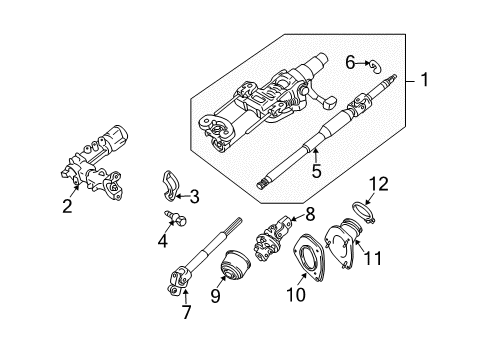 2008 Lexus RX400h Steering Column & Wheel, Steering Gear & Linkage Shaft Sub-Assy, Steering Intermediate Diagram for 45202-48080