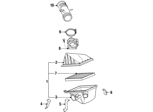 1995 Nissan Pickup Powertrain Control Duct Assembly-Air Diagram for 16577-88G10