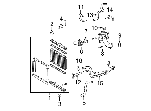 2012 Lexus IS350 Radiator & Components Cushion, Radiator Support Diagram for 16523-31020