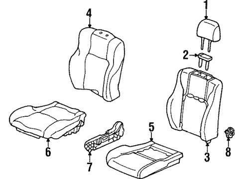 1998 Honda Prelude Front Seat Components Pad & Frame, Right Front Seat Cushion Diagram for 81132-S30-J01