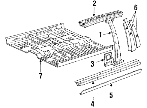 1991 Hyundai Sonata Center Pillar & Rocker Trim Assembly-Rear Door Scuff RH Diagram for 85885-33000-AQ