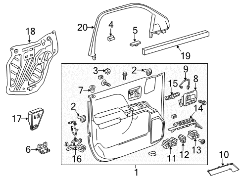 2019 GMC Sierra 1500 Front Door Lock Switch Diagram for 23387535