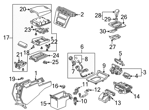 2004 Acura RL Center Console Lock Set, Tray Diagram for 83423-SZ3-A41