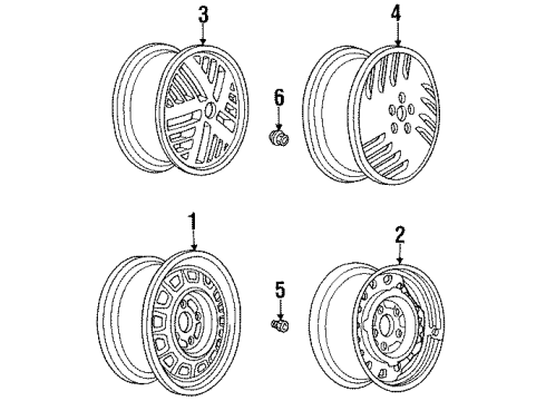 1991 Pontiac Grand Am Wheels Unit - Aluminum Wheel Rim *Bright Red* Diagram for 22548163