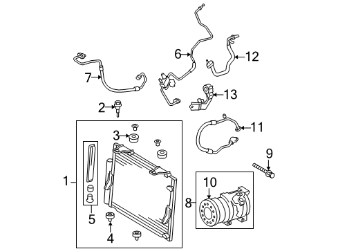 2009 Toyota Tundra A/C Condenser, Compressor & Lines Clutch Assembly Diagram for 88410-0C070