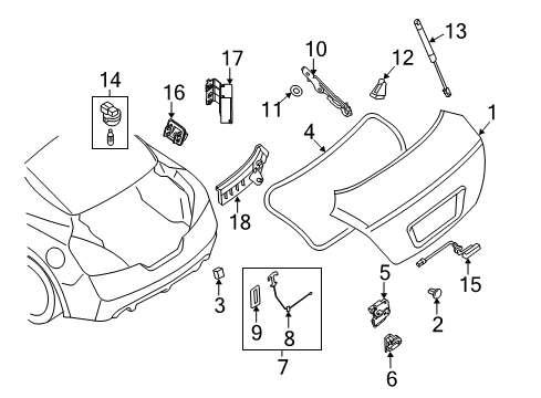 2009 Nissan Altima Trunk STOPPER Diagram for 84840-JB10A