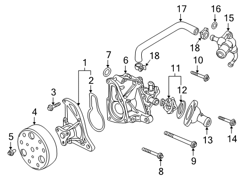 2007 Honda S2000 Water Pump Rubber, Thermostat Mounting Diagram for 19305-PR7-A00