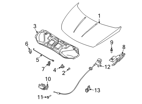 2008 Nissan Quest Hood & Components Hinge Assembly-Hood, RH Diagram for 65400-5Z000