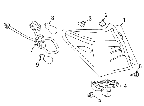 2018 Toyota Corolla iM Bulbs Tail Lamp Assembly Diagram for 81551-12C51