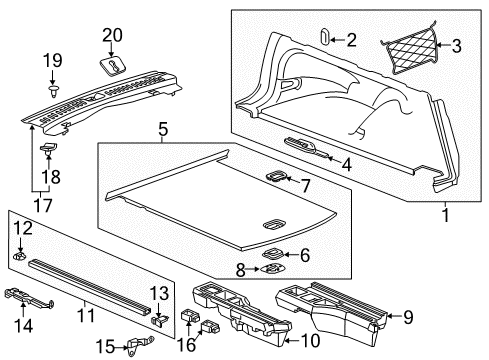 2020 Buick Regal TourX Interior Trim - Rear Body Handle Diagram for 39081583