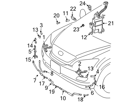 2007 Lexus RX350 Headlamp Washers/Wipers Joint, Hose Diagram for 85279-33020
