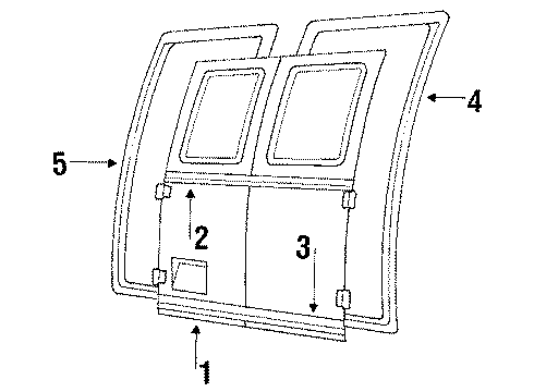 1989 Ford E-350 Econoline Back Door & Components, Exterior Trim Weatherstrip Diagram for E9UZ1543723A