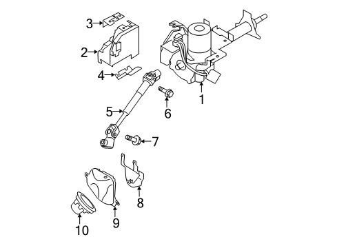 2011 Nissan Rogue Steering Column & Wheel, Steering Gear & Linkage Cover-Column Hole Diagram for 48950-JG40A