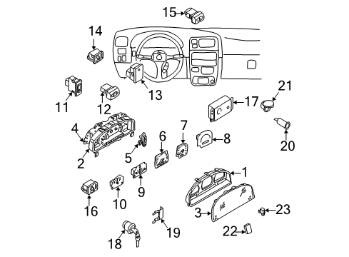 1998 Nissan Frontier Cluster & Switches Meter Assy-Water Temperature Diagram for 24835-3S500