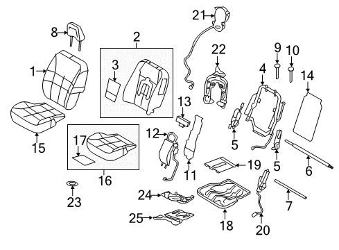 2011 Lincoln MKX Front Seat Components Seat Cushion Pad Diagram for BA1Z-78632A22-D