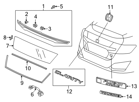 2019 Honda Clarity Parking Aid Back-Up Sensor NH-883P Diagram for 08V67-TRT-170K