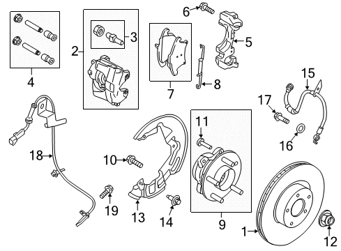 2019 Ford Fusion Anti-Lock Brakes ABS Control Unit Diagram for KG9Z-2C219-P