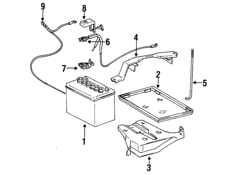 1997 Toyota Corolla Battery Hold Down Bolt Diagram for 74451-12061