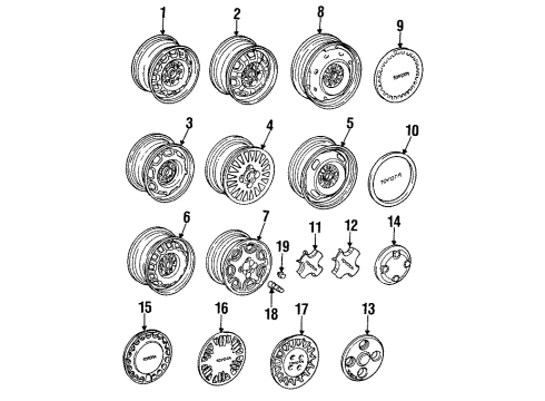 1990 Toyota Corolla Wheels Wheel Diagram for 42611-1A020