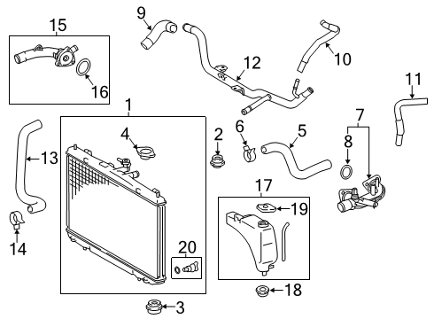 2018 Toyota Sienna Radiator & Components Radiator Assembly Diagram for 16400-0P370