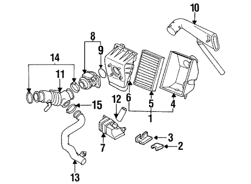 1993 Nissan Quest Powertrain Control Air Cleaner Assembly Diagram for 16500-0B000