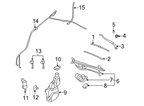 2007 Cadillac SRX Windshield - Wiper & Washer Components Hose, Windshield Washer Solvent Container Diagram for 15218953